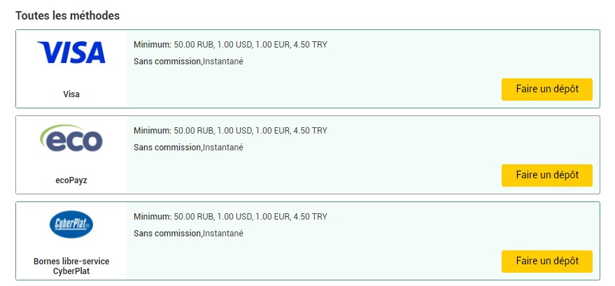 Betwinner Paiement